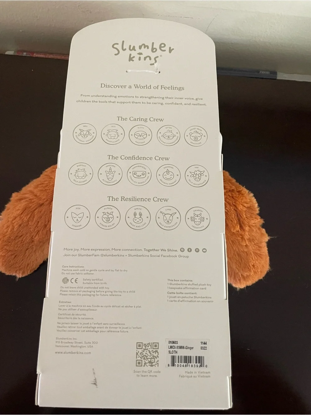 Slumberkins Orange Plush Sloth - Cozy Cuddly Stuffed Animal